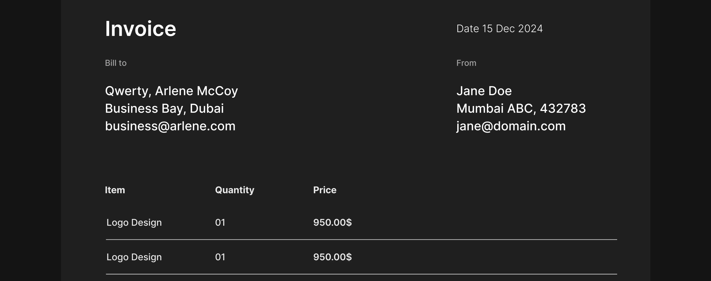 Image showing invoices from Traclo App